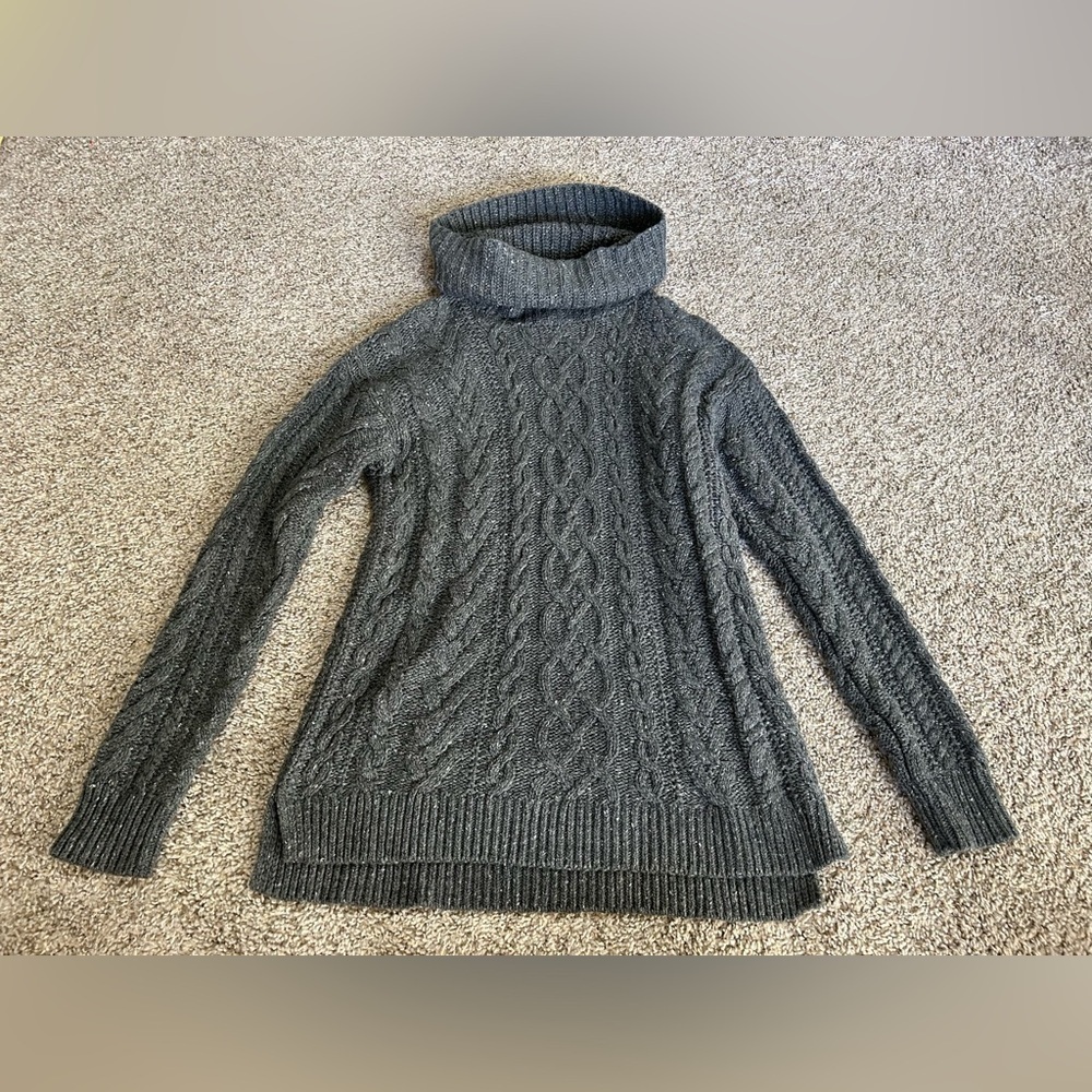 Lauren Ralph Lauren Cable Knit Sweater Womens Small Gray Cowl Neck S Winter Fall